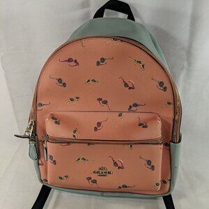 Coach Sunglasses Backpack Charlie Blue Pink Leather No. B1921-F75885 Print Bag